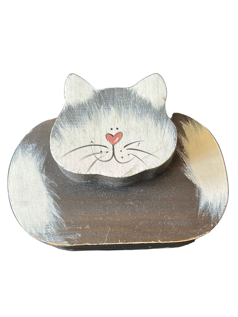 hand carved cat pen, pencil holder